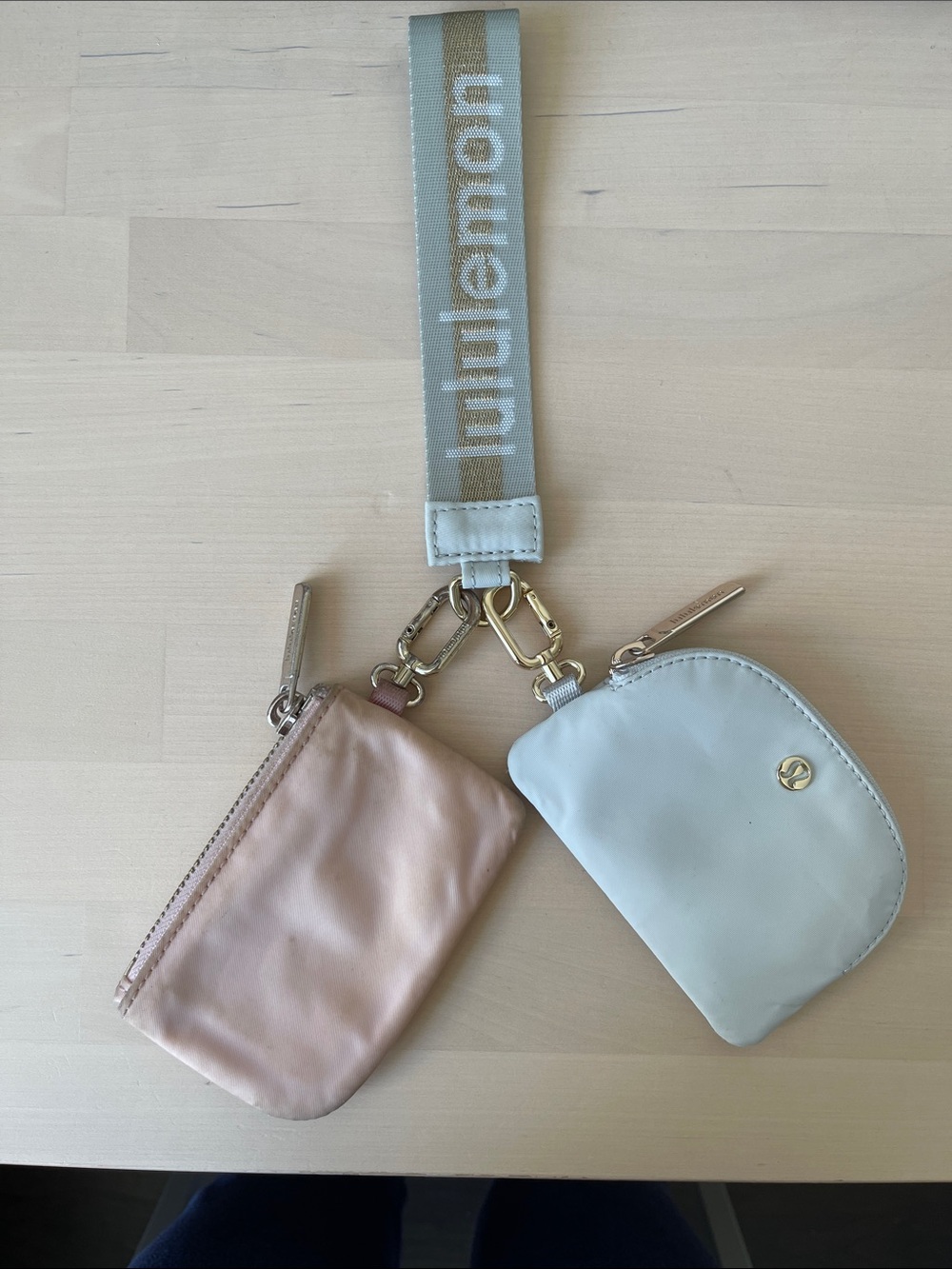 Lululemon Dual Pouch Wristlet Pink and White